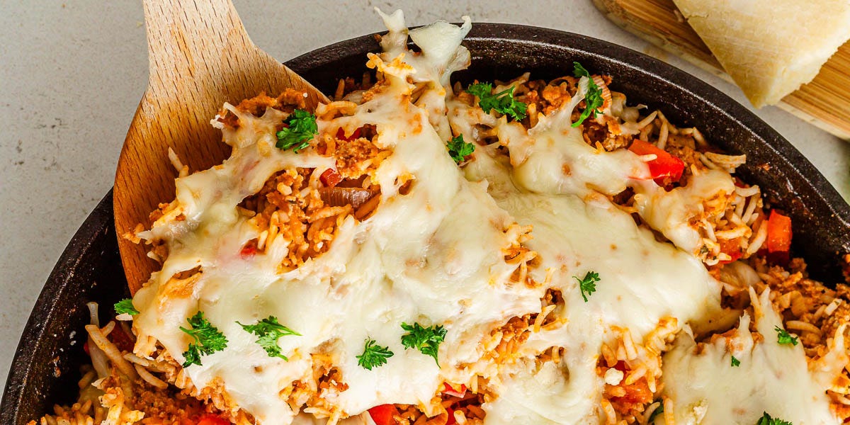 Unstuffed Peppers with Ground Turkey and Cheesy Topping