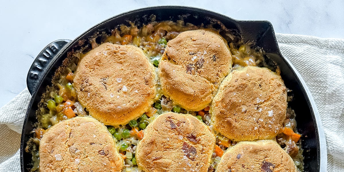 Pot Pie with Bacon Cheddar Biscuits for Metabolic Health + Blood Sugar