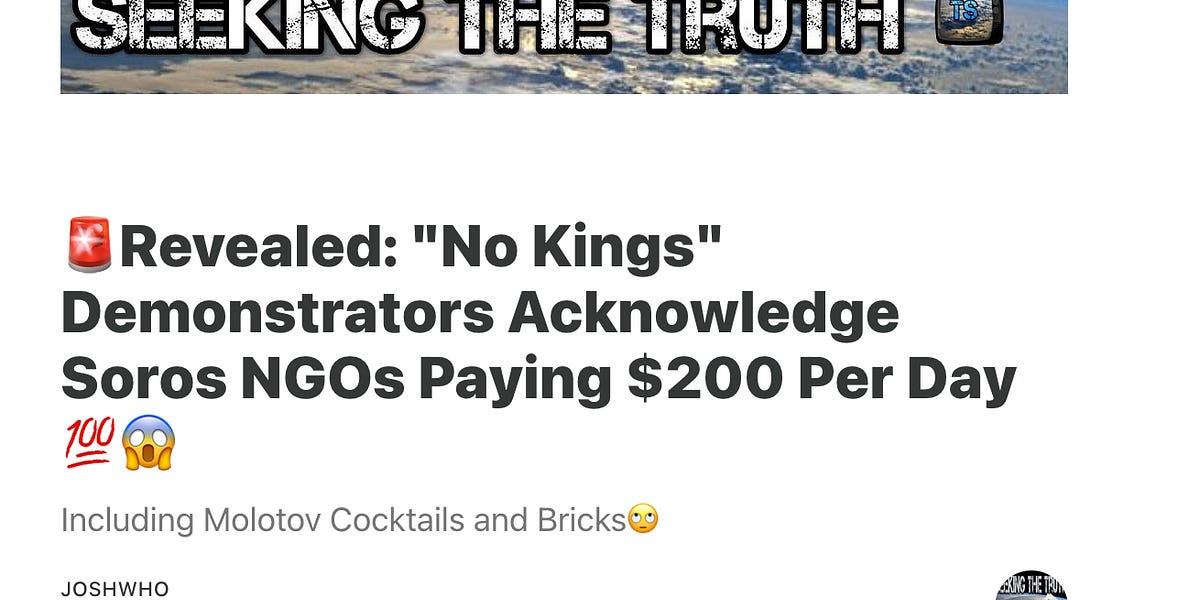 No Kings: A Rigged, Paid Uprising (As Usual) That Seems To Be Playing Out Like A Rigged, Paid Uprising
