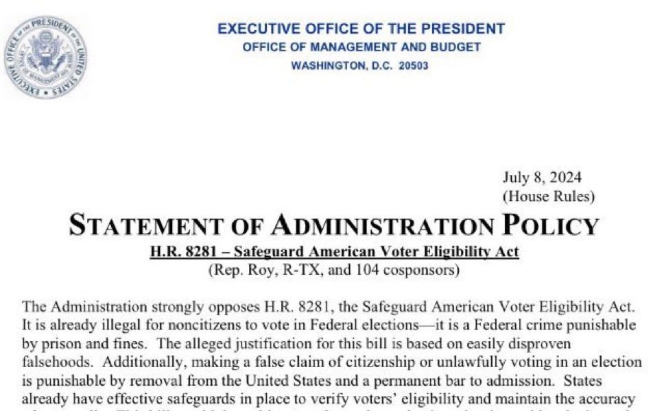 The Dems Predictably Oppose the SAVE Act