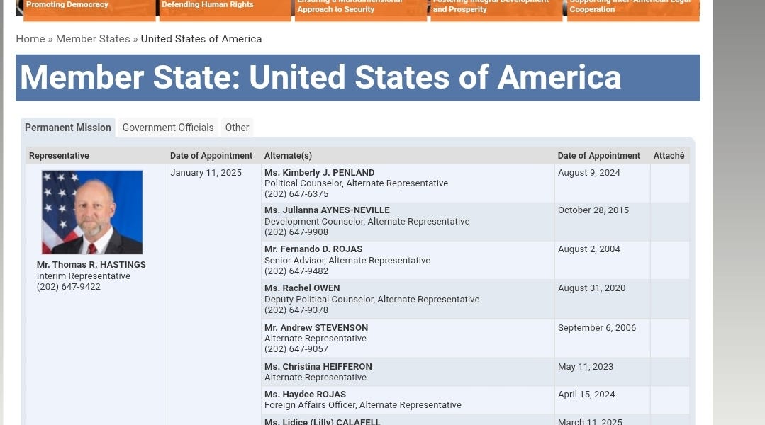 Is the OAS the holding pen for globalists ousted by the Trump regime.