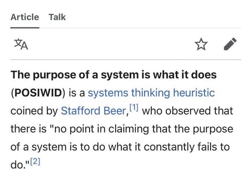 The purpose of a system is what it does