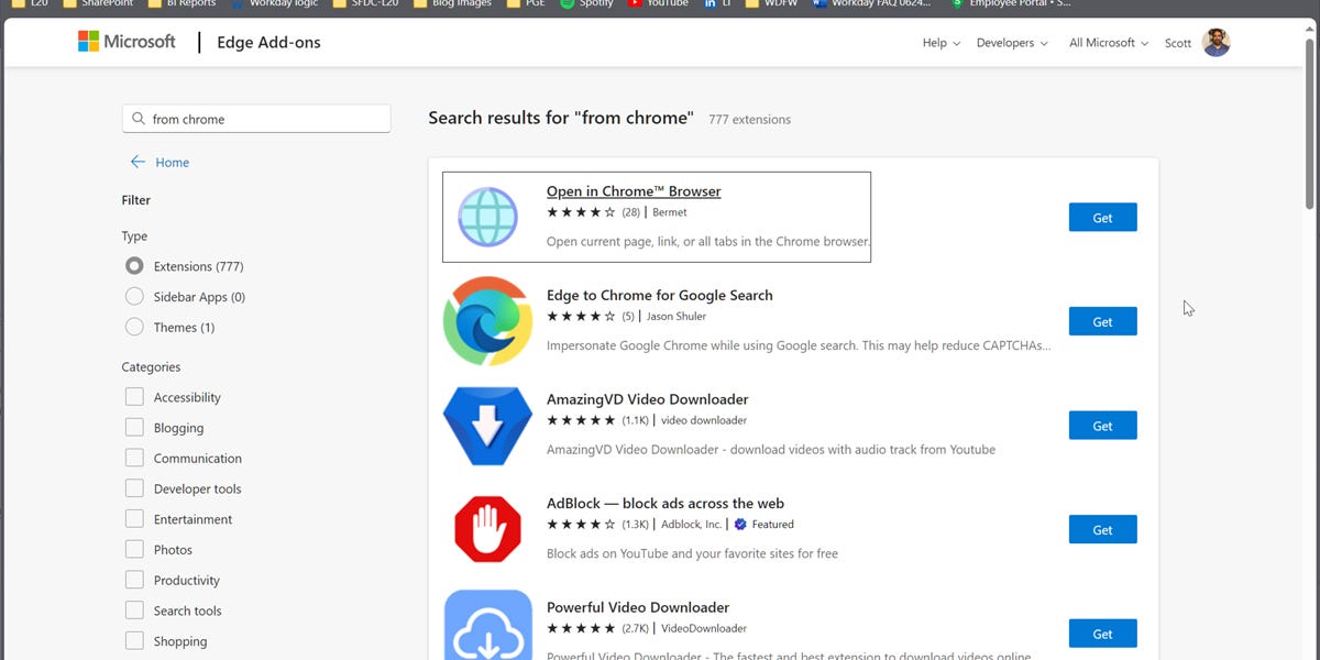 Chrome Extensions on Edge by Scott S Nelson
