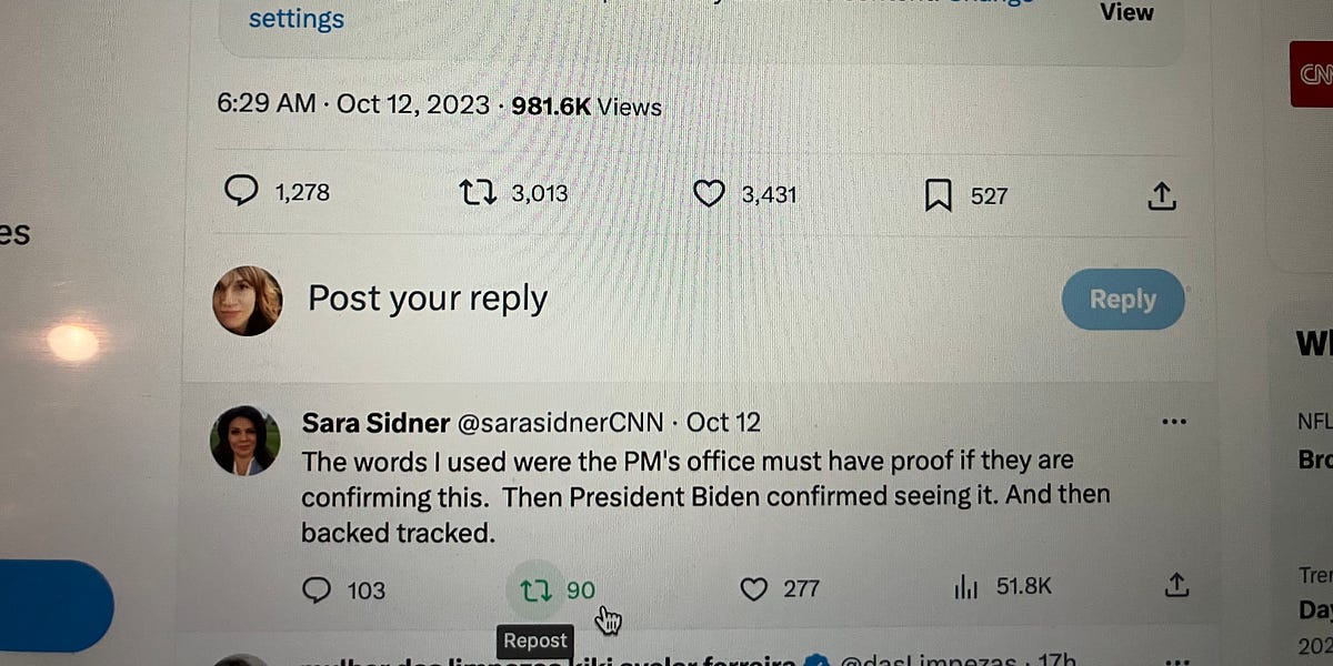 CNN Retracts Hamas Beheading Babies Claim and Apologizes. Sara Sidner Says It Came From The Israeli PM's Office And Was Originally "Confirmed," But Later Disintegrated Into "Cannot Confirm"