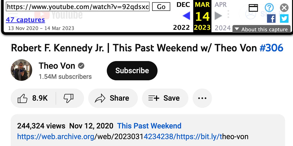 YouTube DELETED Both Mike Tyson & Theo Von's Podcasts with Presidential Candidate RFK Jr.