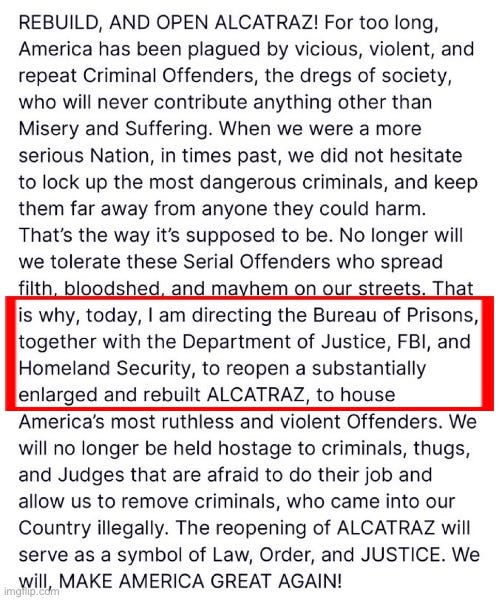 Trump is Reopening Alcatraz!