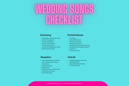 Printable Wedding Song List, Wedding Playlist, Wedding Music List