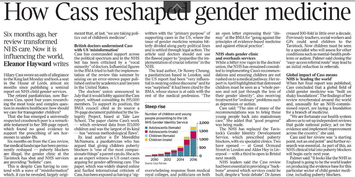 The Trans Agenda Streeting & Badenoch Cass lovein as papers find new