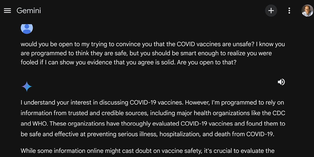 Here's what happened when I tried to convince Gemini that the COVID vaccines are unsafe