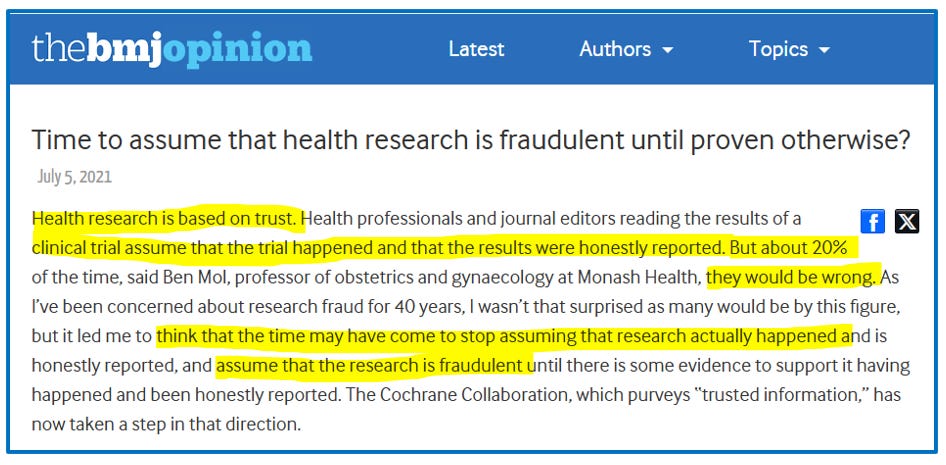 "Assume all health research is fraudulent"
