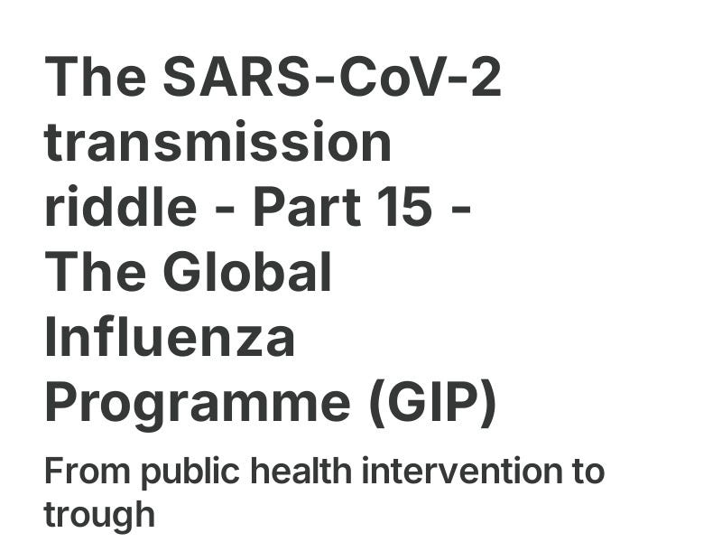 The SARSCoV2 transmission riddle Part 15 The Global Influenza