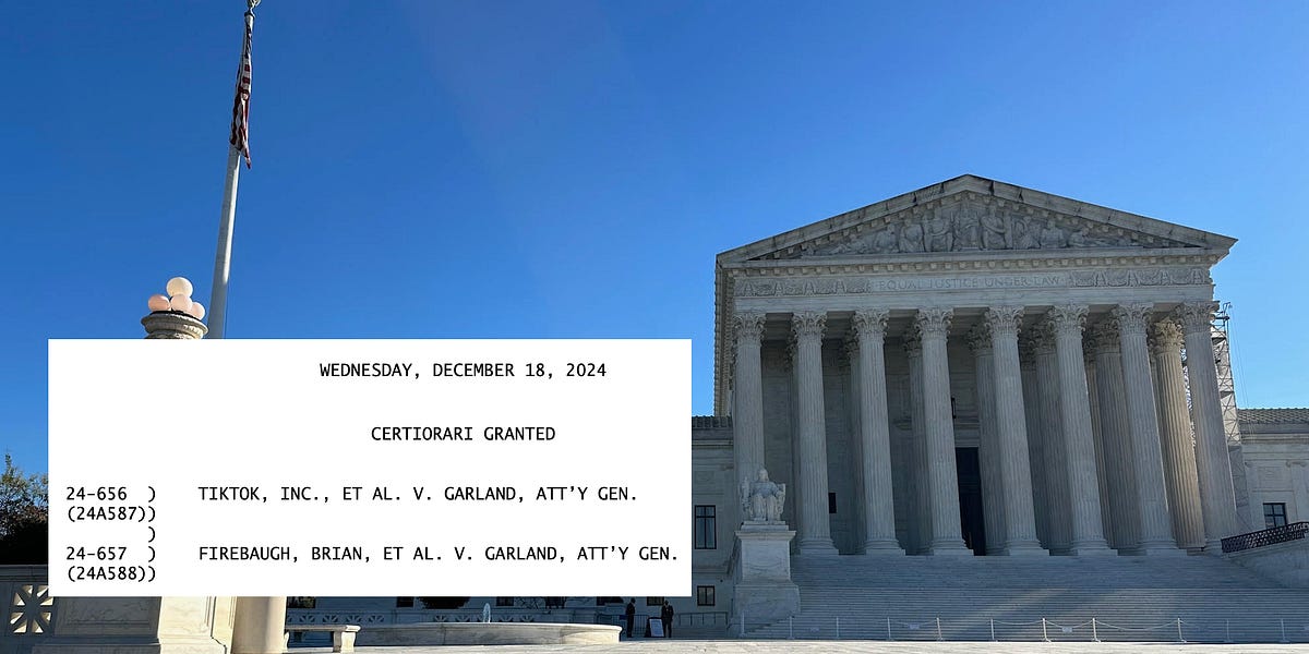 SCOTUSはTikTokを禁止する可能性のある法律に対する異議申し立てを1月に提起