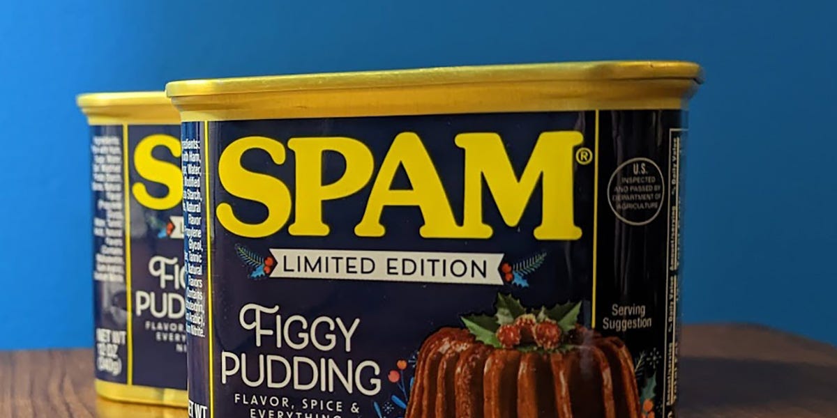 SPAM® Brand on X: Enjoy the treat you sing about every holiday season: SPAM®  Figgy Pudding. This limited-edition variety features notes of cinnamon and  nutmeg combined with fig and orange flavors. Taste