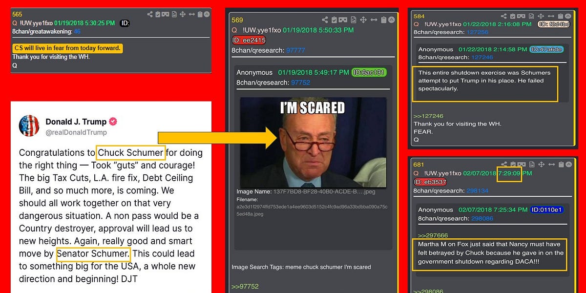 &ldquo;Chuck Schumer (CS) will live in fear from today forward.&rdquo; - Q