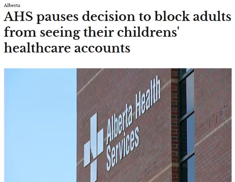 AHS Pauses decision to Block Adults from seeing their children's healthcare accounts...