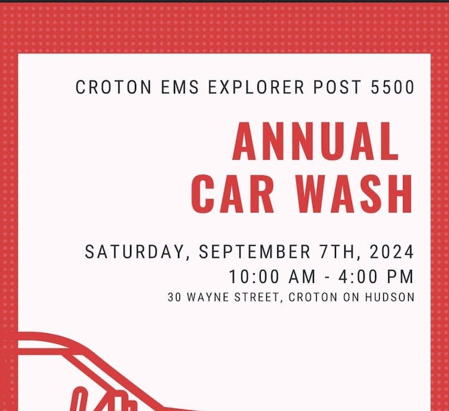 Croton EMS Explorer Post 5500 annual car wash is this Saturday