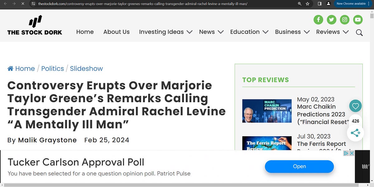 Marjorie Taylor said Transgender Admiral Rachel Levine is “A Mentally Ill Man” & Washington people & leftist & RINO freaks are angry, attacking her; well, she is DAMN right he has a PENIS, he is a man