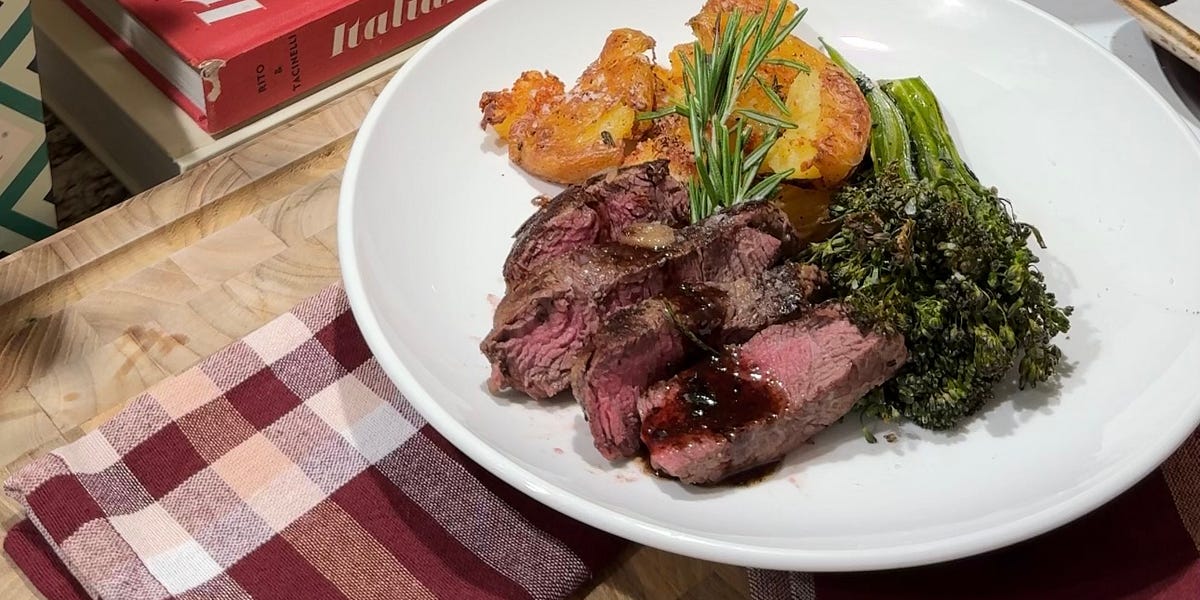 filet mignon with a red wine reduction sauce