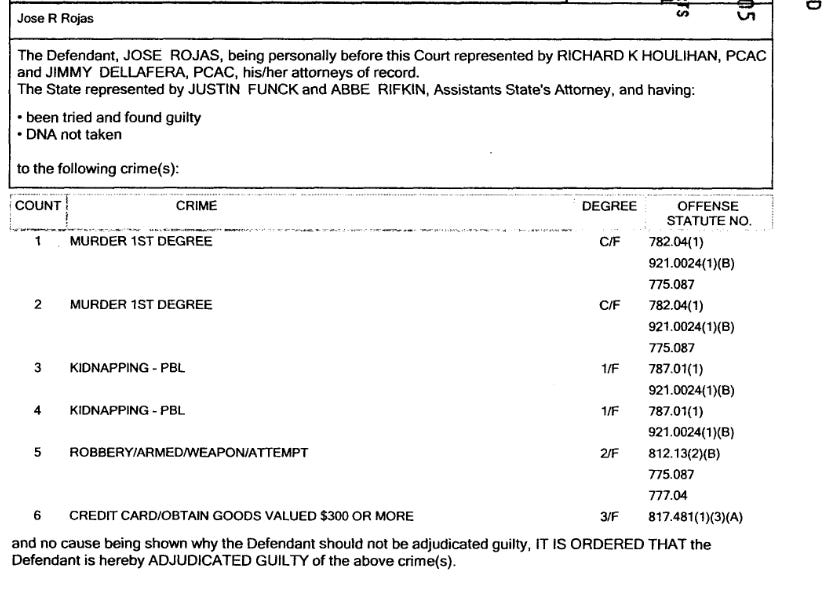 Life sentence for Jose Rojas