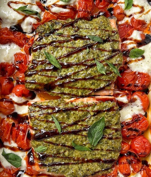 Salmon Caprese with Balsamic Glaze - Cooking with Mamma C