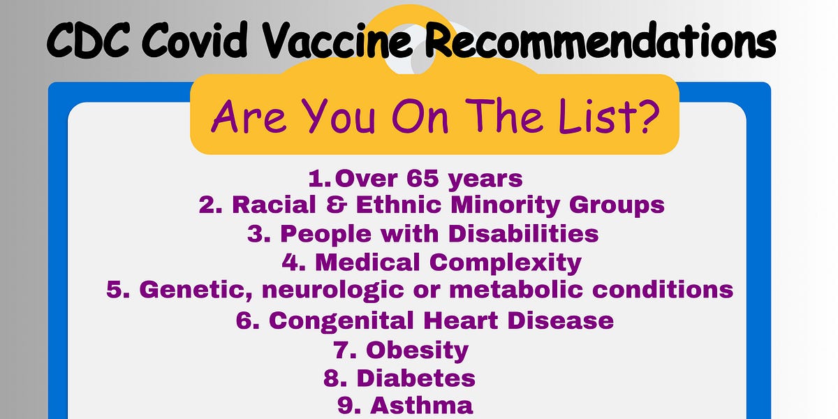 CDC Covid vaccine recommendations-Are You on The List?