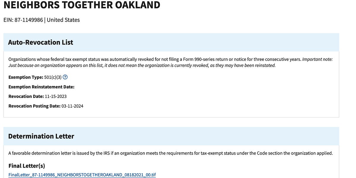 Are Neighbors Together Oakland Contributions Actually Tax Deductible?