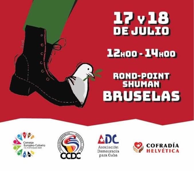 Esuli cubani protestano a Bruxelles contro la presenza del dittatore Miguel Díaz-Canel