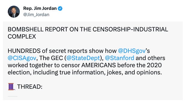 Jim Jordan: They Censored You