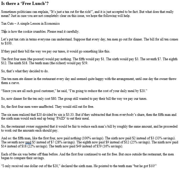 There Is No 'Free Lunch' Regarding Taxes