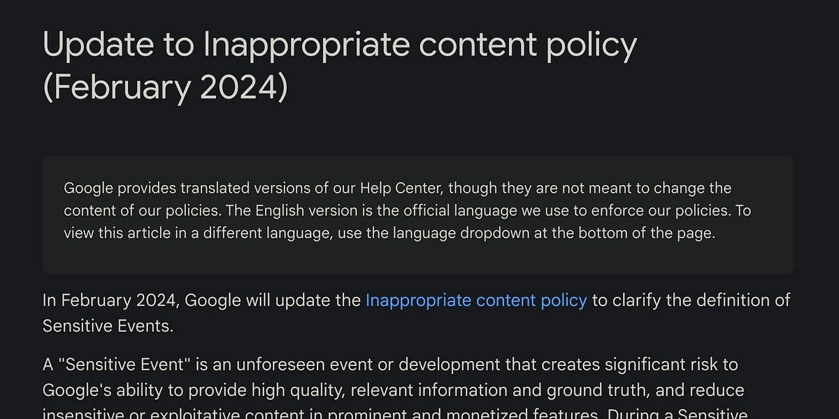 Potential PSYOP Incoming: Google Preparing For "Sensitive Event"