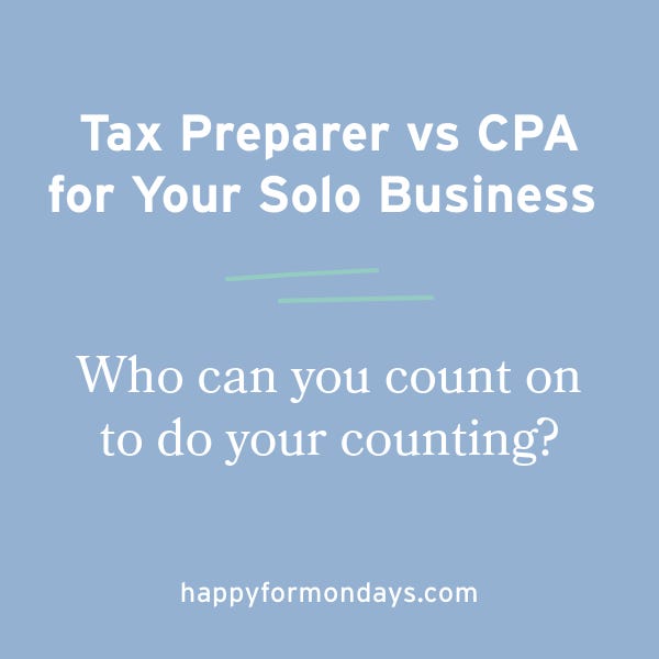 Tax preparer vs CPA for your solo business