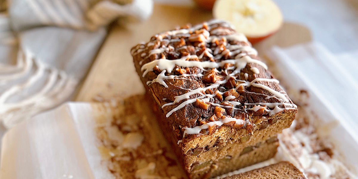 GlutenFree Cinnamon Apple Bread with Vanilla Icing Drizzle
