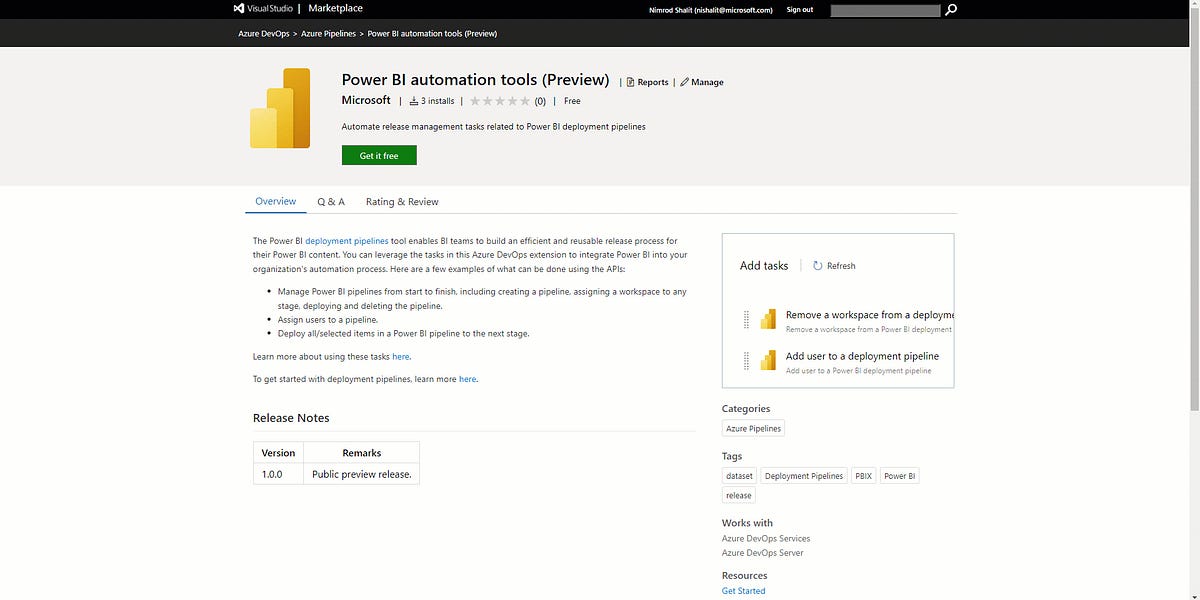 Power BI automation tools extension for Azure DevOps