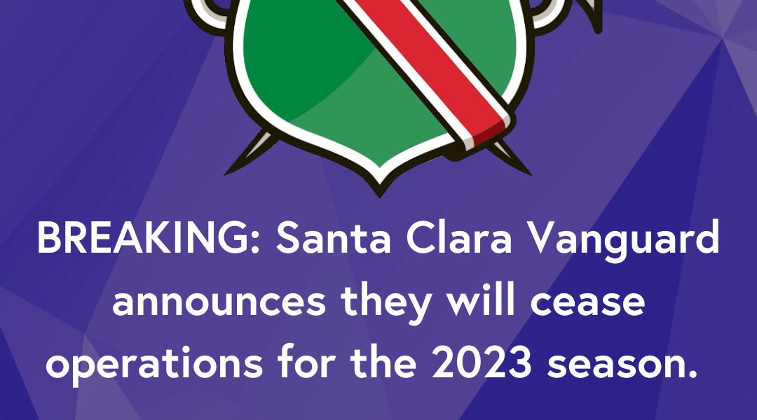 BREAKING Santa Clara Vanguard to Cease Operations for 2023 Season