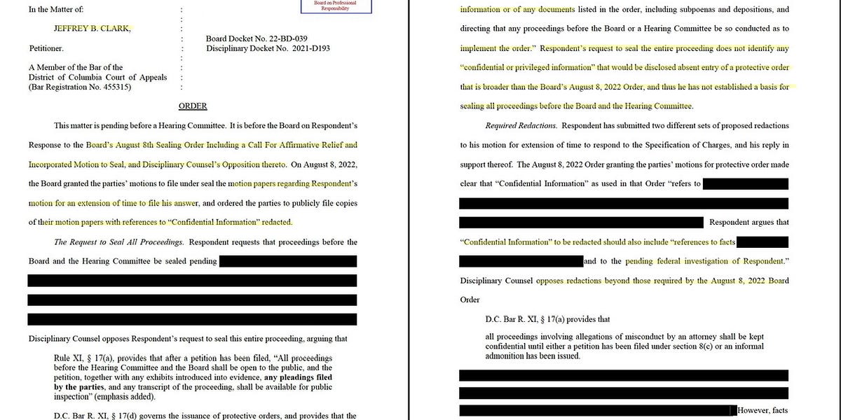The very interesting DC Bar Ethics Report as to Jeffrey Clark