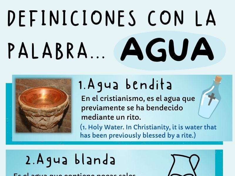 Usos y Expresiones de la palabra “AGUA” en español. (#001)