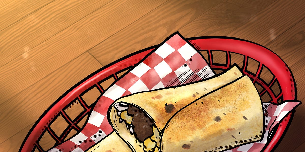 Essentials Bacon breakfast burrito at Red Kitchen, Lenexa, Kansas