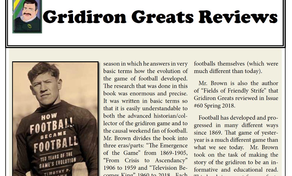 Gridiron Greats Book Review How Football Became Football