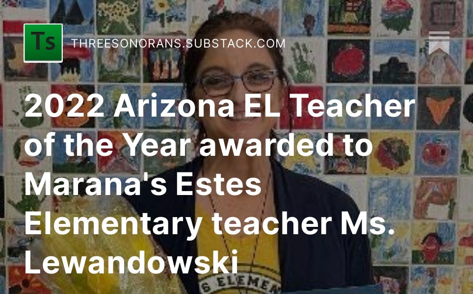 2022 Arizona EL Teacher of the Year awarded to Marana's Estes