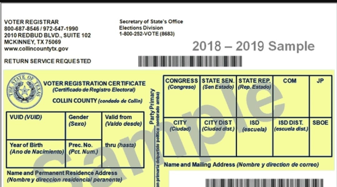 Voter registration cards delivered