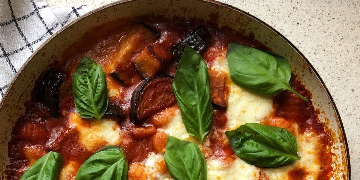 Easy cheesy aubergine parm gnocchi by Louella Berryman