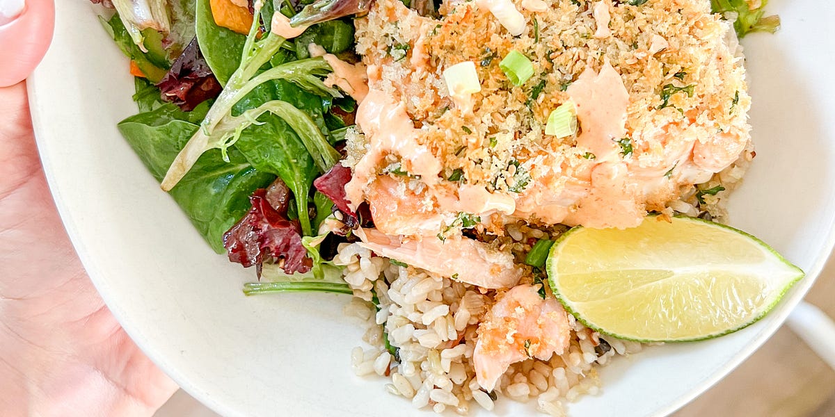 spicy (or not) salmon tempura crunch bowls