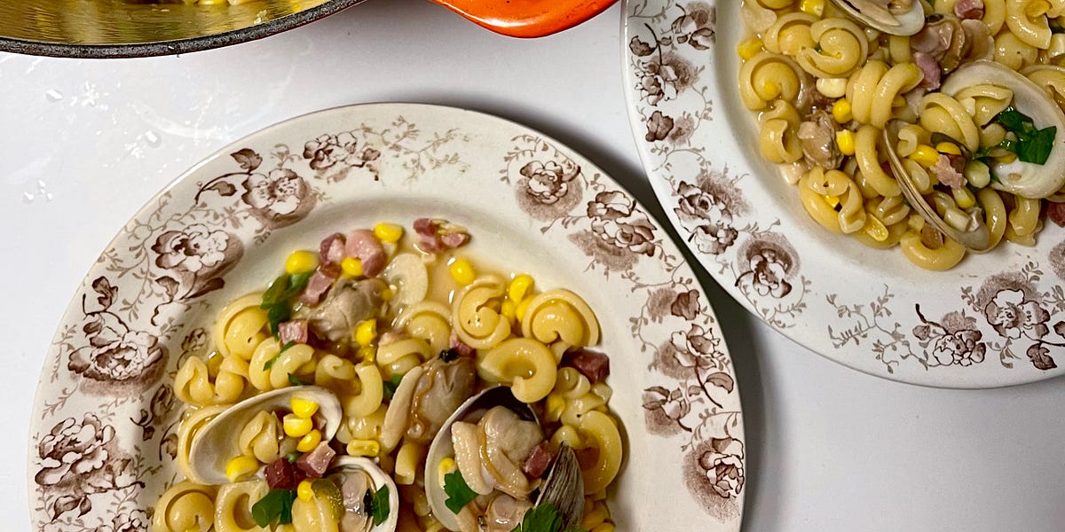 Brothy Clams with Cappelletti and Corn by Colu Henry