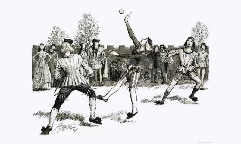Tennis was originally played with bare hands