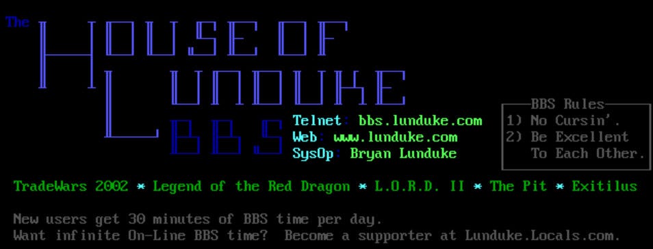 The House of Lunduke BBS - by Bryan Lunduke