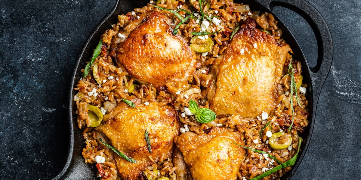 one-pot crispy chicken and orzo - by Caroline Chambers