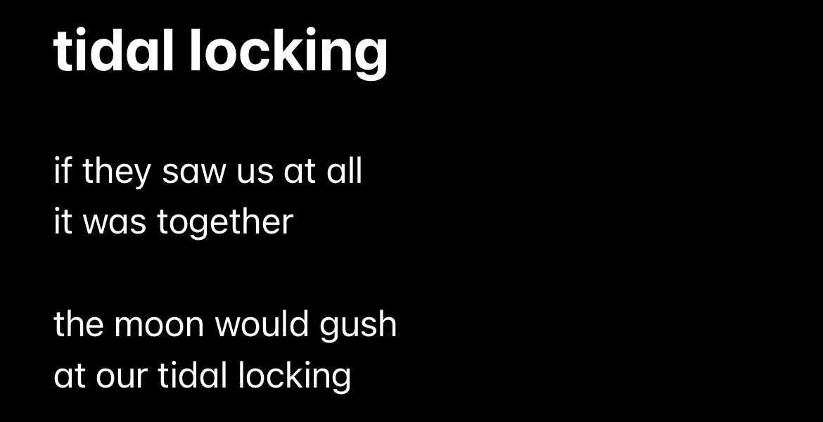 Tidal locking by Actober Reid actober’s poetry