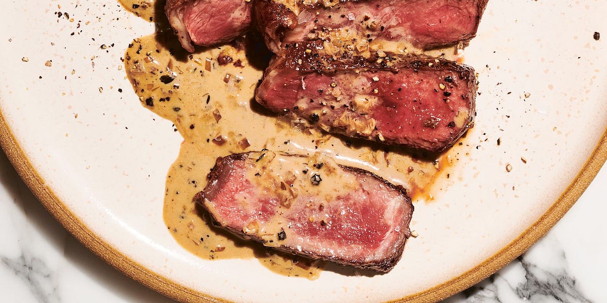Strip Steaks au Poivre by Molly Baz