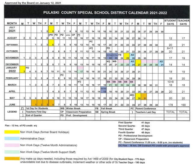 Pulaski County school district sets school calendar