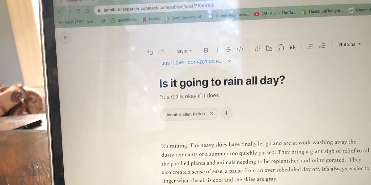 Is it going to rain all day? by Jennifer Ellen Parker